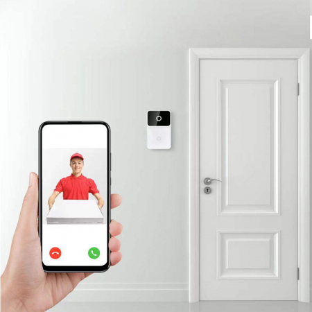Sonerie Wireless Video, Conectivitate Android/iOS, Audio Bidirectional, Distanta 30 Metri, WiFi 2.4Mghz, Alba [2]