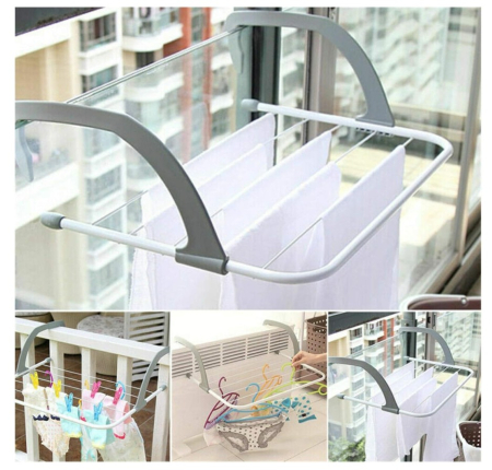 Suport Uscator Rabatabil pentru Haine – Prindere pe Balcon, Calorifer, Bara sau, Compact, Portabil, Economisire Spatiu [5]