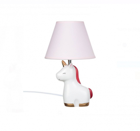 Veioza pentru Copii – Design 3D Unicorn  cu Abajur Roz –  Iluminare Calda si Placuta [1]
