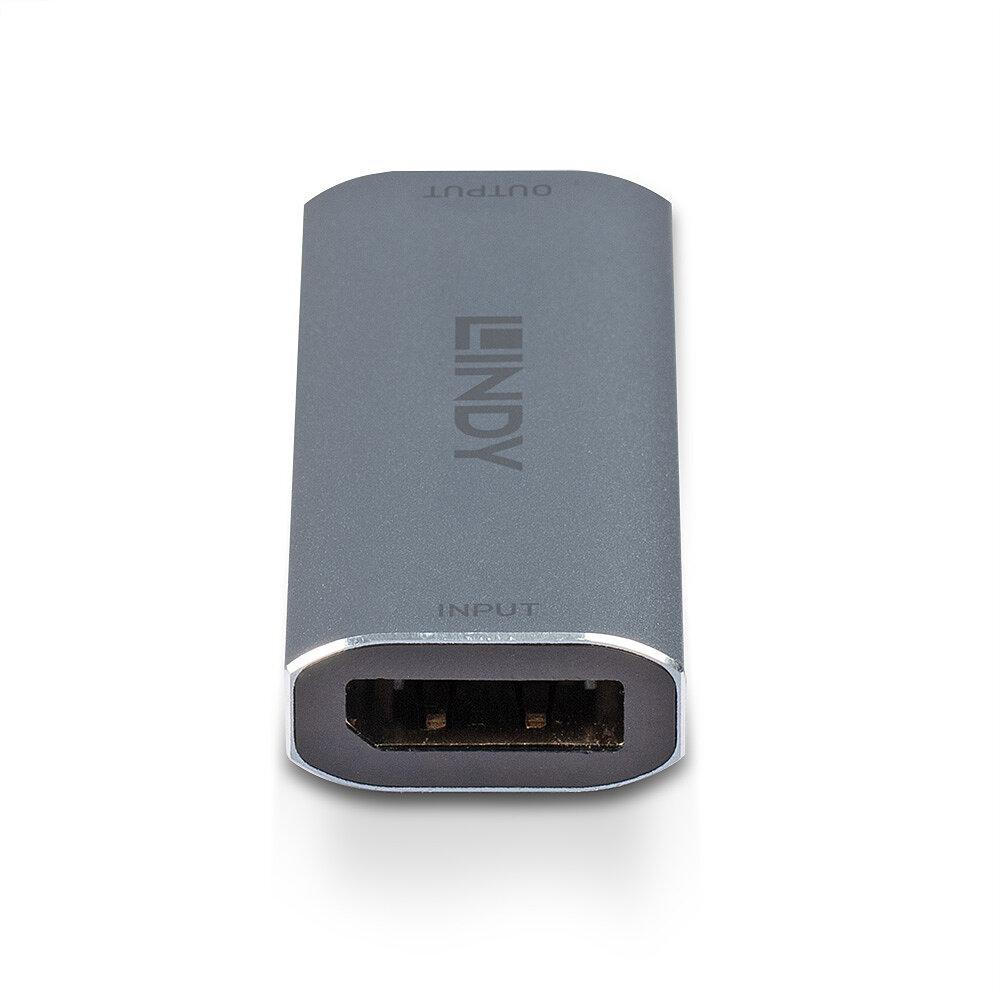 Adaptor Lindy DisplayPort 1.4 Repeater, latime de banda suportata 32.4 Gbps, rezolutie maxima 7680x4320@60Hz 4:4:4 8bit, material aluminiu, gri [2]