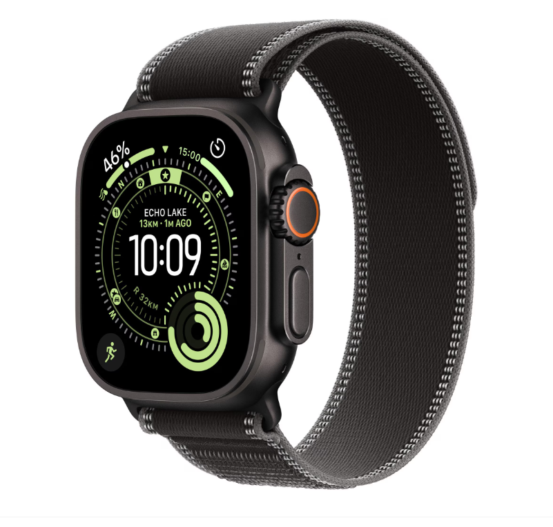 Apple Watch Ultra 3 GPS + Cellular 49mm Black Titanium Case with Black/Charcoal Trail Loop - S/M [2]