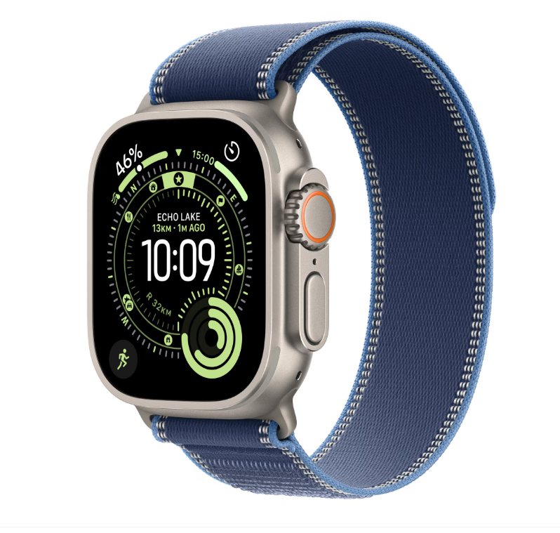 Apple Watch Ultra 3 GPS + Cellular 49mm Natural Titanium Case with Blue/Bright Blue Trail Loop - M/L [2]