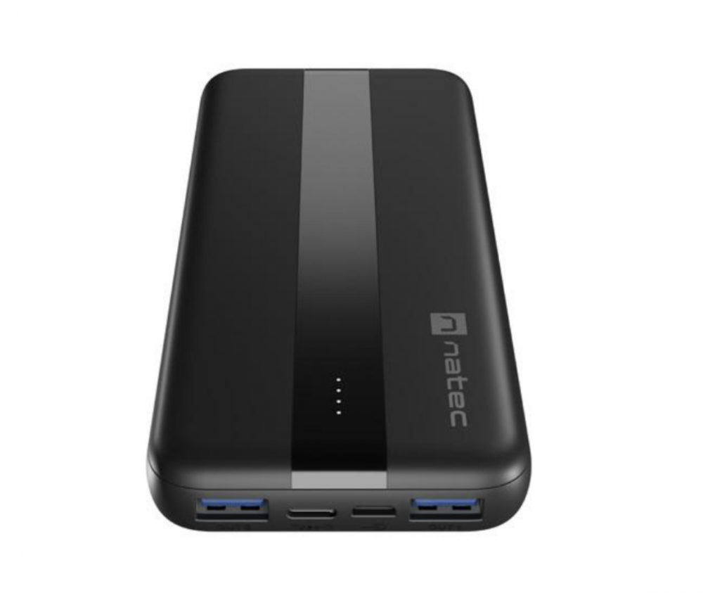 Baterie externa Natec, capacitate 10000 mAh, 3 porturi USB, baterie Li- Polymer, negru [2]