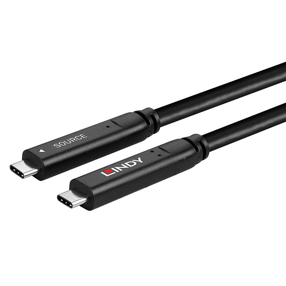 Cablu Lindy 10 m USB 3.2 Gen 1 & DP 1.4 Type C, latime de banda suportata 5Gbps (USB 3.2 Gen 1), 16.2Gbps (DP 1.4, 2 lanes), rezolutie maxima 4K 3840x2160@30Hz, negru [4]