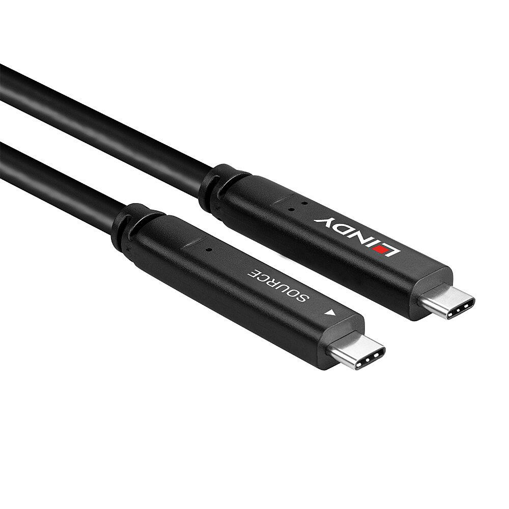 Cablu Lindy 10 m USB 3.2 Gen 1 & DP 1.4 Type C, latime de banda suportata 5Gbps (USB 3.2 Gen 1), 16.2Gbps (DP 1.4, 2 lanes), rezolutie maxima 4K 3840x2160@30Hz, negru [2]