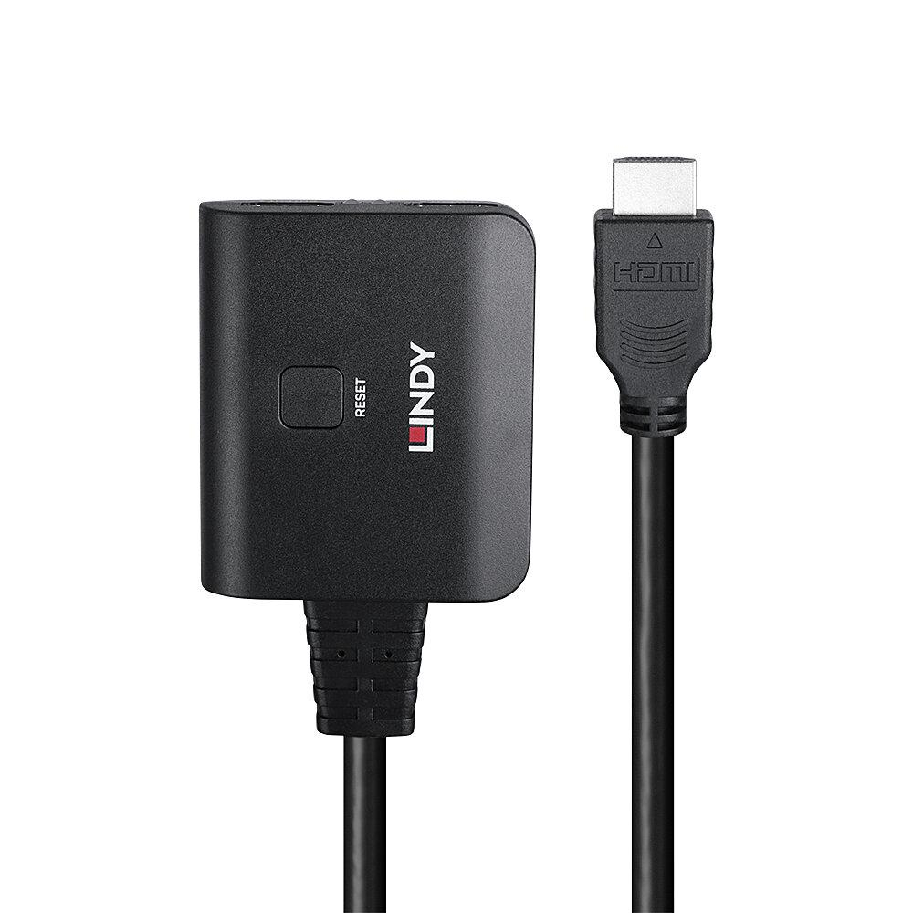 Cablu Lindy 2 porturi HDMI 4K60, latime de banda suportata 18Gbps, Chipset: GSV2006, lungime cablu 500 mm  negru [4]