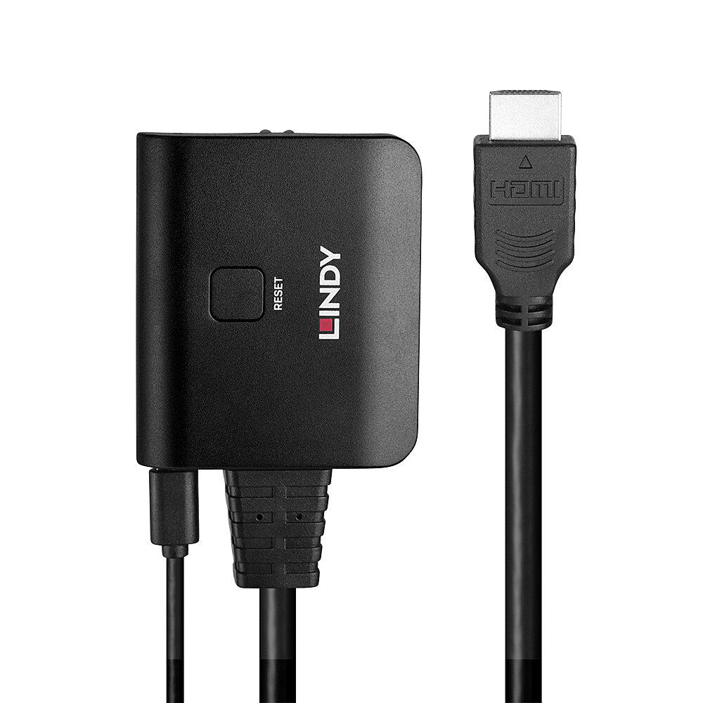 Cablu Lindy 2 porturi HDMI 4K60, latime de banda suportata 18Gbps, Chipset: GSV2006, lungime cablu 500 mm  negru [2]