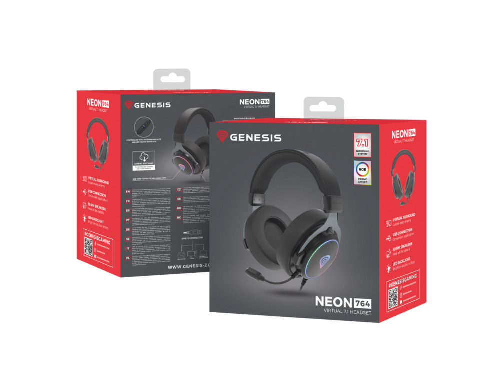 Casti Gaming Head-band Genesis Neon 764, Wired, Negru [7]