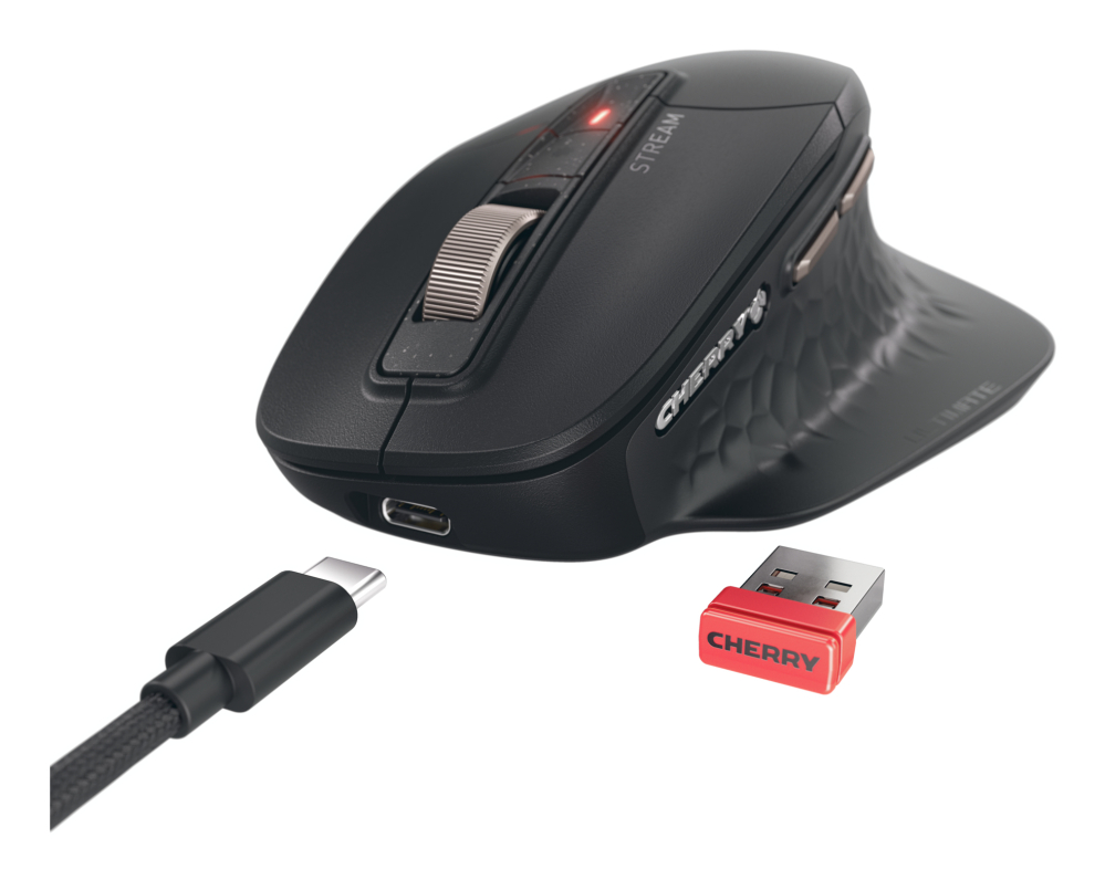 CHERRY Stream desktop ultimate keyboard Mouse included Home/Office USB + RF Wireless + Bluetooth QWERTZ German Black [5]