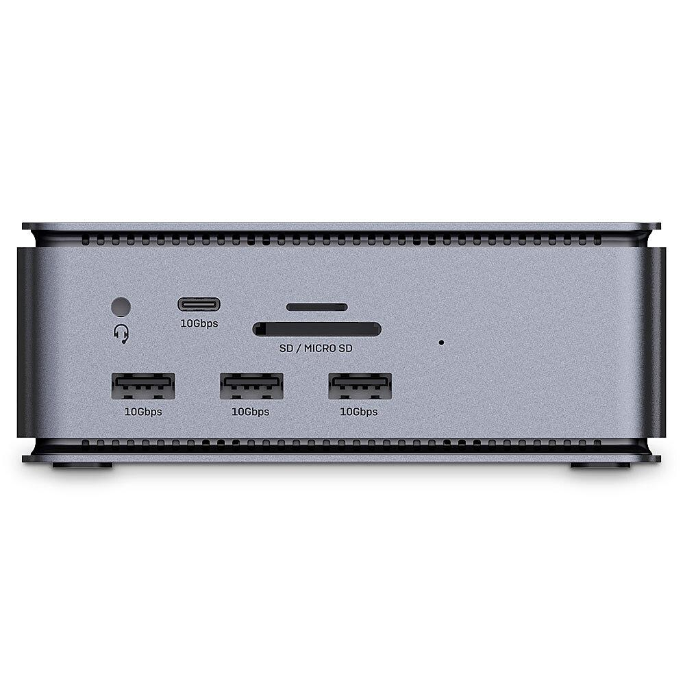 Docking station Lindy, interfete: USB-C la 6x USB-A/ 1x USB-C/1x RJ45/ 1x DisplayPort/1x HDMI/ 1x SD & 1x Micro SD/ 1x 3,5 mm/ 1x USB-C PD(power delivery), latime de banda 10Gbps, 10/100/1000 Mbps, rezolutie maxima (intrare) 7680x4320@60Hz, rezolutie maxima (iesire): un singur display 7680x4320 [3]