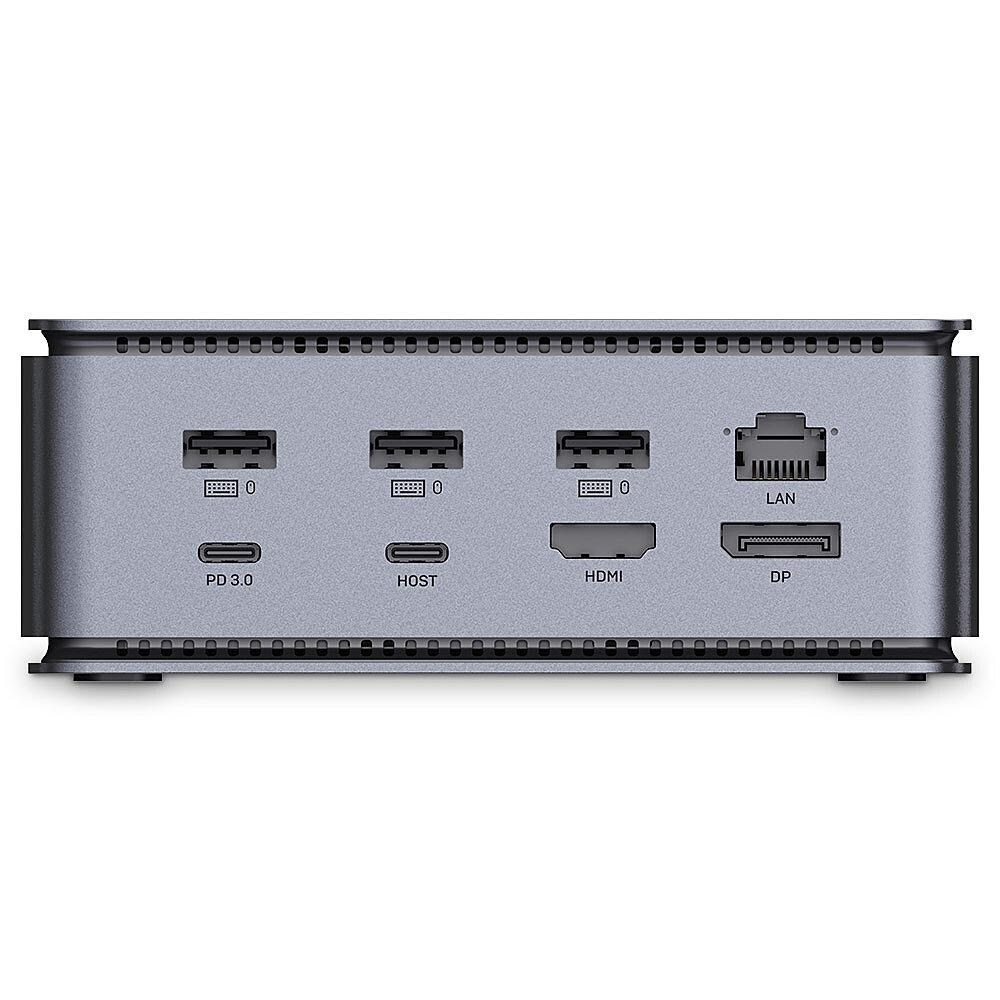 Docking station Lindy, interfete: USB-C la 6x USB-A/ 1x USB-C/1x RJ45/ 1x DisplayPort/1x HDMI/ 1x SD & 1x Micro SD/ 1x 3,5 mm/ 1x USB-C PD(power delivery), latime de banda 10Gbps, 10/100/1000 Mbps, rezolutie maxima (intrare) 7680x4320@60Hz, rezolutie maxima (iesire): un singur display 7680x4320 [4]