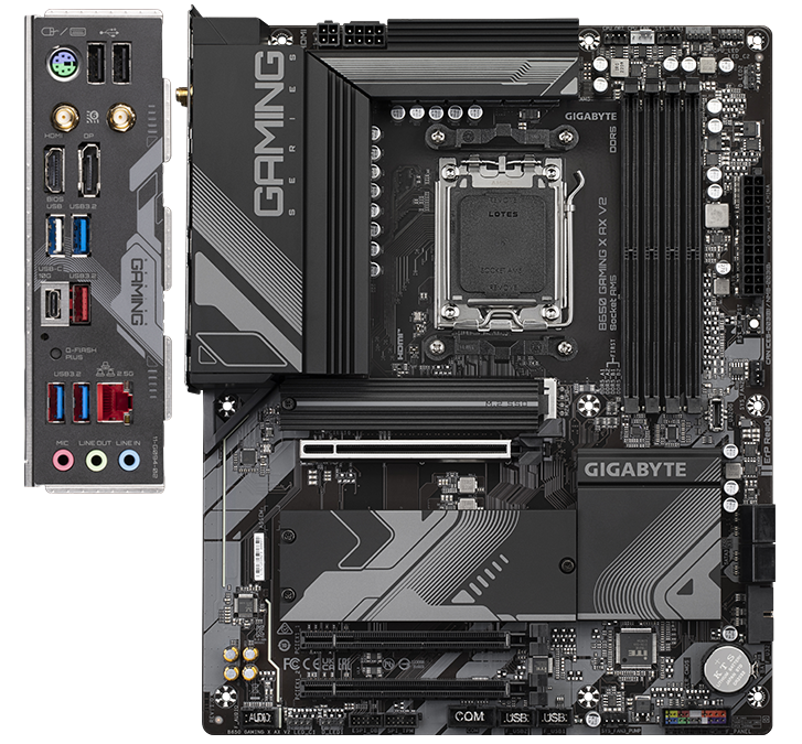 GIGABYTE B650 GAMING X AX V2 Motherboard - AMD Ryzen 9000 Series CPUs, 8+2+2 Phases VRM, up to 8000MHz DDR5 (OC), 1xPCIe 5.0 + 2xPCIe 4.0 M.2, 2.5GbE LAN, WIFI 6E, USB 3.2 Gen 2 [2]