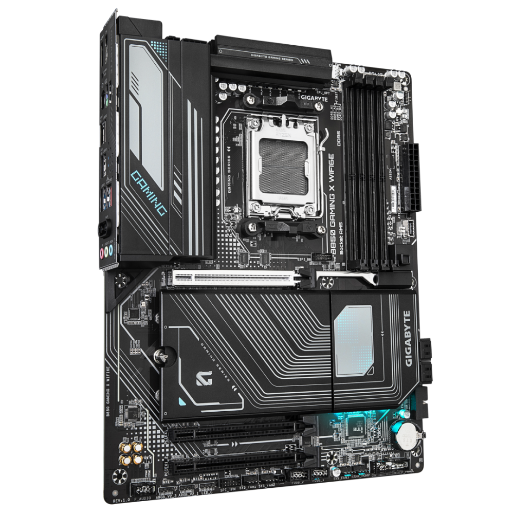 GIGABYTE B850 GAMING X WIFI6E Motherboard - AMD Ryzen 9000 Series CPUs, 12+2+2 Phases Digital VRM, up to 8200MHz DDR5 (OC), 1xPCIe 5.0 + 2xPCIe 4.0 M.2, 2.5LAN, WIFI 6E, USB 3.2 Gen 2x2 [2]