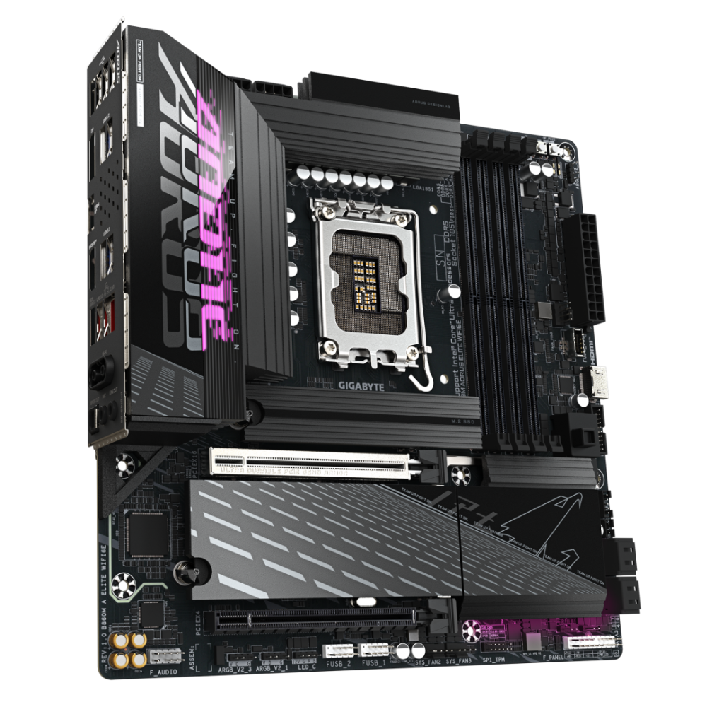GIGABYTE B860M AORUS ELITE WIFI6E Motherboard - Intel Core Ultra Series CPUs, 12+1+2+1 Phases VRM, up to 9200MHz DDR5, 1xPCIe 5.0 + 2xPCIe 4.0 M.2, 2.5GbE LAN, WIFI 6E, Thunderbolt [3]