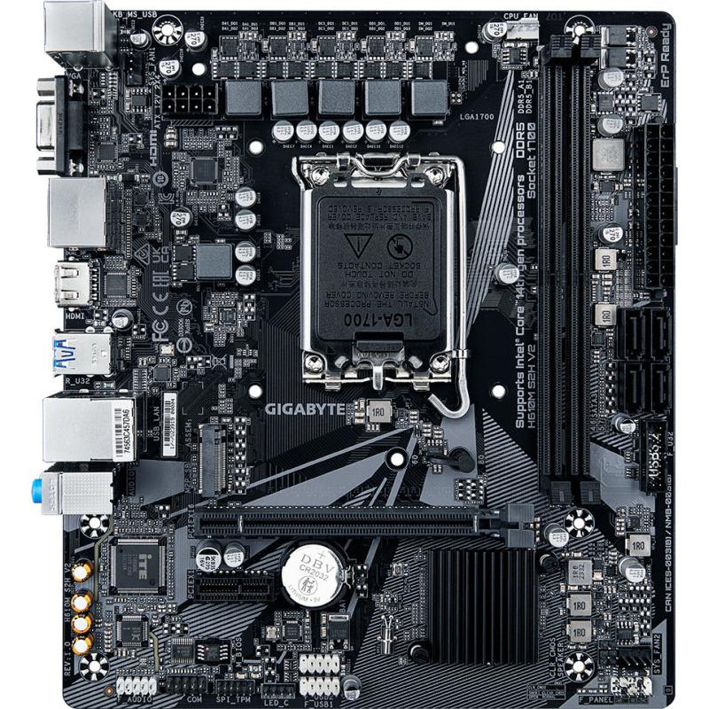 GIGABYTE H610M S2H V2 Motherboard - Supports Intel Core 14th CPUs, 4+1+1 Hybrid Phases Digital VRM, up to 5600MHz DDR5, 1xPCIe 3.0 M.2, GbE LAN, USB 3.2 Gen 1 [3]