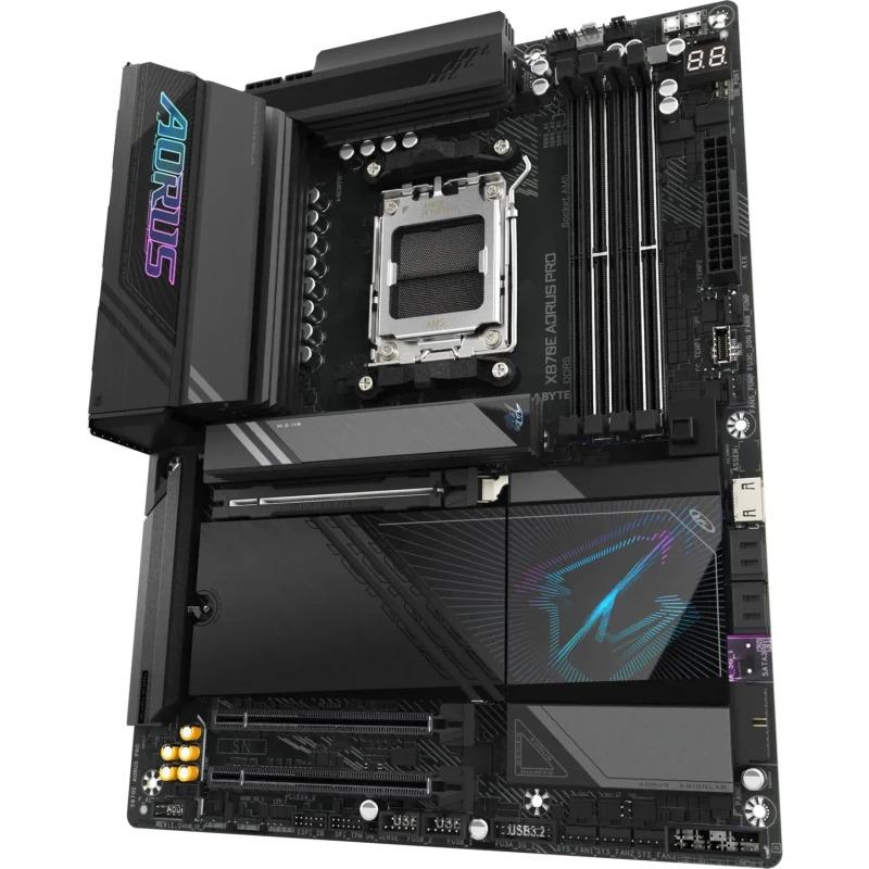 GIGABYTE X870E AORUS PRO Motherboard - Supports AMD Ryzen 9000 CPUs, 16+2+2 Phases Digital VRM, up to 8000MHz DDR5 (OC), 3xPCIe 5.0 + 1xPCIe 4.0,Wi-Fi 7, 2.5GbE LAN, USB 4 [4]