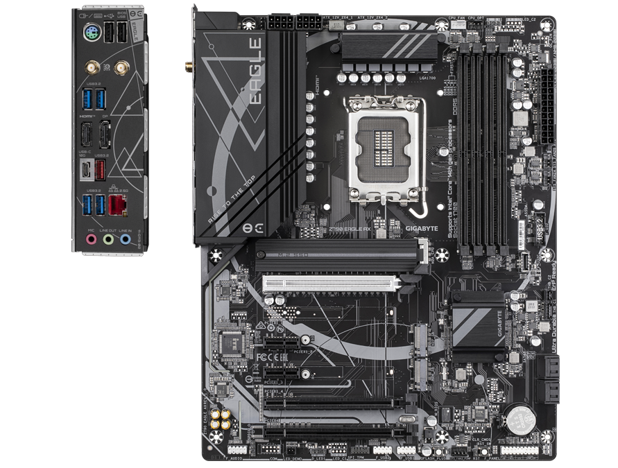 GIGABYTE Z790 EAGLE AX Motherboard - Supports Intel Core 14th Gen CPUs, 12+1+１Phases Digital VRM, up to 7600MHz DDR5 (OC), 3xPCIe 4.0 M.2, Wi-Fi 6E, 2.5GbE LAN, USB 3.2 Gen 2 [3]