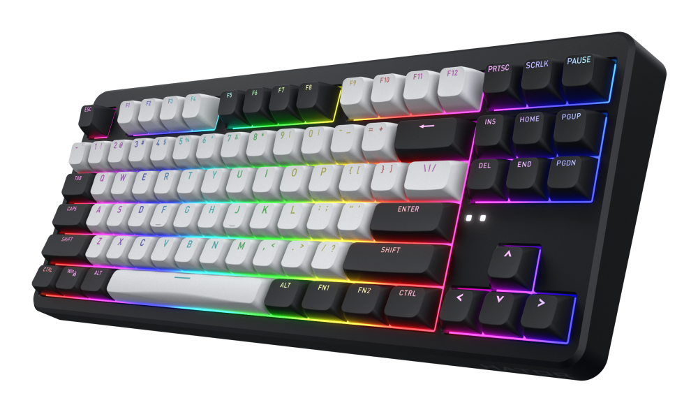 HATOR Rockfall 3 TKL Wireless, black, QMK/VIA, OMA profile white-black keycaps Keyboard - linear mechanical hotswap switches - US - ANSI Layout (HTK850) [4]