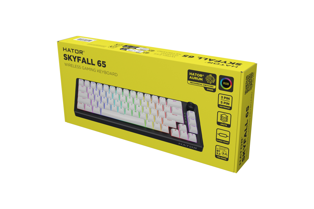 HATOR Skyfall Wireless 65 keyboard Gaming USB + RF Wireless + Bluetooth QWERTY US English Black, White [8]