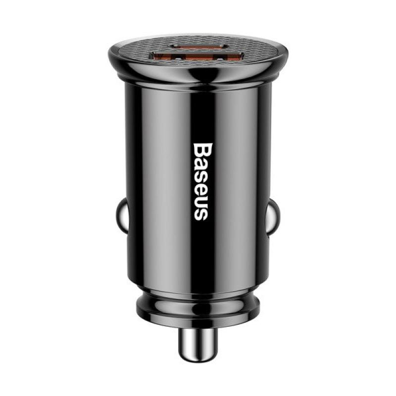 Incarcator auto Baseus Circular Plastic PPS, 1 x USB Output 4.5V/5A, 1 x USB Type-C Output 5V/3A, total output 30W, pt. bricheta auto, negru [1]