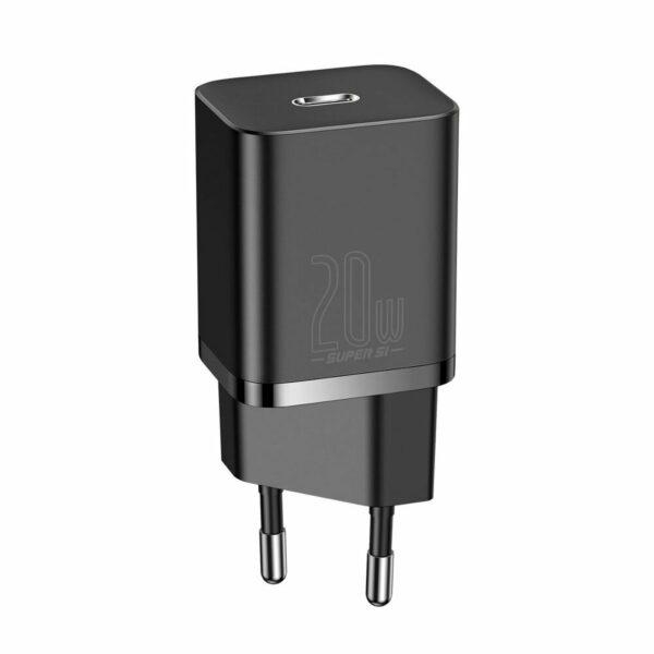 INCARCATOR retea Baseus Super Si, Quick Charge 20W, 1 x USB Type-C 5V/3A max, negru [1]