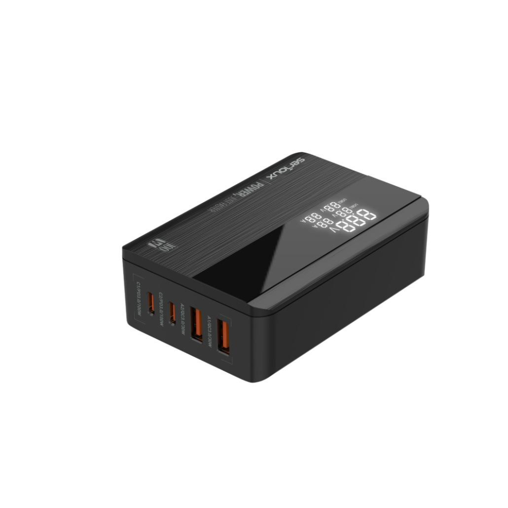 Incarcator retea Serioux 100W GAN Quick Charge, Intrare: 100-240V~ 50/60Hz 2.5A Max , C1 Ieșire: 5V/3A, 9V/3A, 12V/3A, 15V/3A, 20V/5A 100W Max , PPS:3.3-21V/5A, C2 Ieșire: 5V/3A, 9V/3A, 12V/3A, 15V/3A, 20V/5A 100W Max, PPS:3.3-21V/5A, A1 Ieșire: 5V/3A, 9V/3A, 12V/2.5A, 20V/1.5A 30W Max, A2 Ieșire [2]
