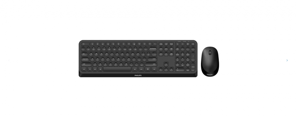 Kit Philips SPT6307, wireless, 2.4GHz, 104 taste, membrana, baterii 1x AAA + 1x AA, negru + Mouse SPK7307 [2]