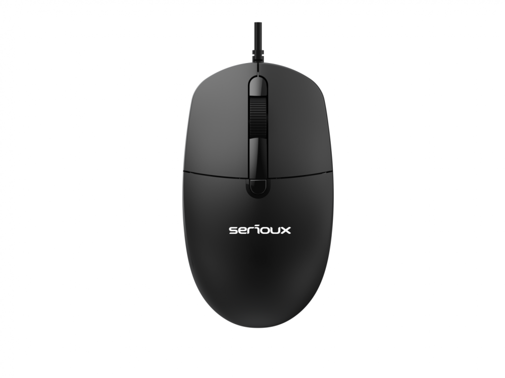 Kit Serioux cu fir, Tastatura: interfata USB, 104 taste, material ABS, US layout, lungime cablu 1.5m PVC,  dimensiuni 440*159*25mm, negru, Mouse: interfata USB, 4 butoane, polling rate 125 Hz, rezolutie DPI 1000, lungime cablu 1.5m PVC, dimensiuni 109*61*37mm, negru [7]