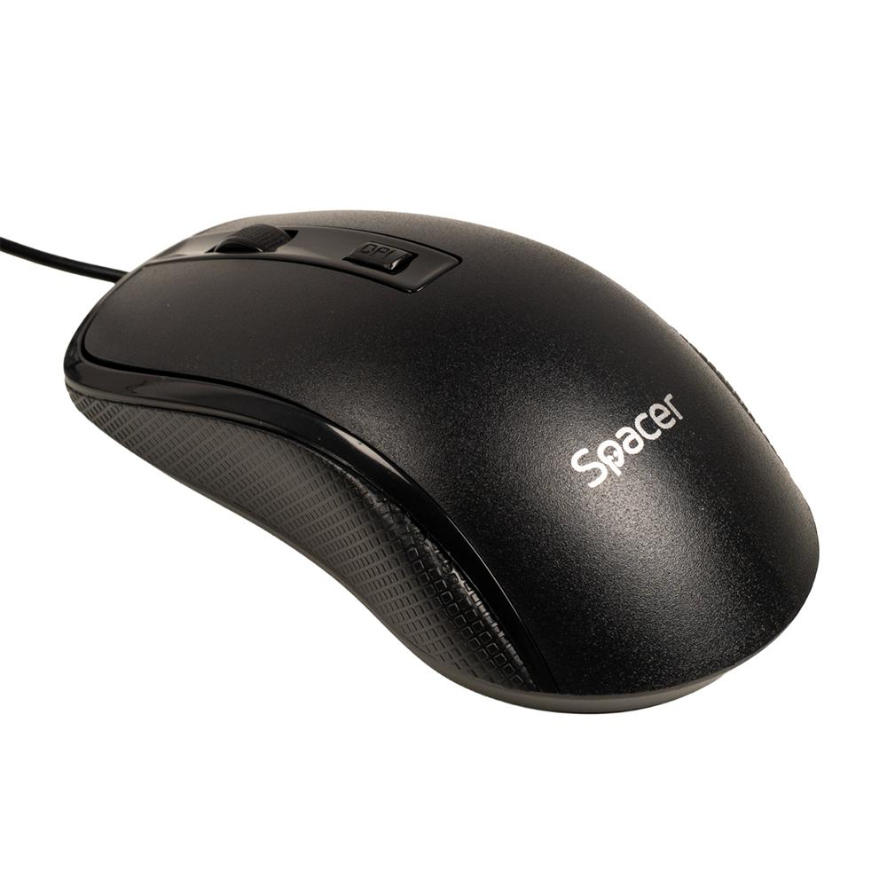 KIT Spacer, tastatura cu fir multimedia 104 taste (+ 9 taste multimedia) + mouse rezolutie max.1600dpi, 4 butoane, rotita scroll, negru [2]