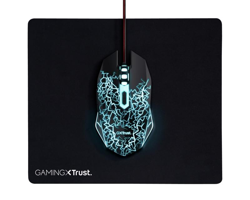 Kit Trust Basics gaming, mouse rezolutie 4000 DPI + mousepad negru [5]