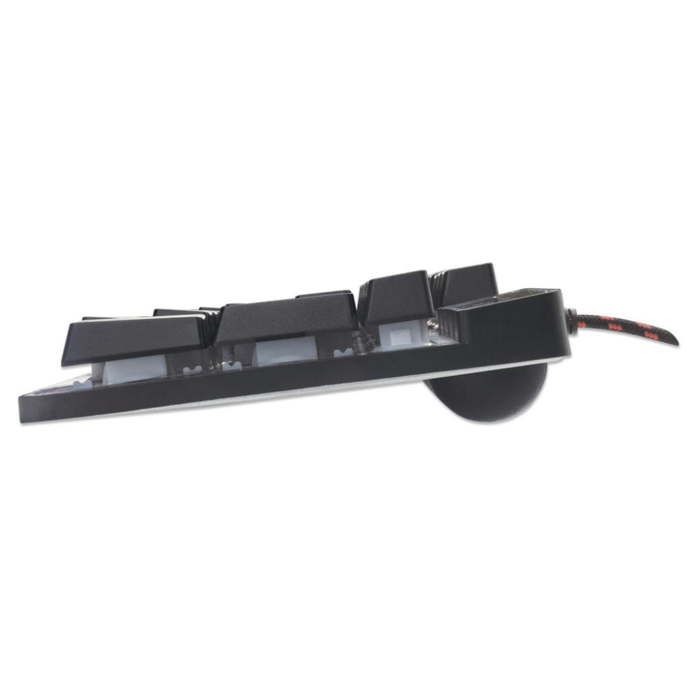 Manhattan Gaming USB Keyboard, Metal Base Edition, 12 Function Keys, Rainbow-LED Backlighting, 19 Anti-Ghost Key Caps, IPX4 (Splashproof) Rating, USB-A, Black, Retail Box (German layout) [5]