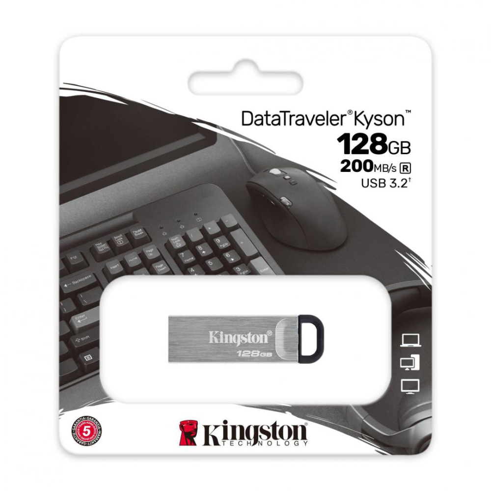 Memorie USB Kingston DataTraveler Kyson 128GB, USB 3.2, Argintiu [3]