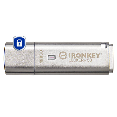 Memorie USB Kingston IronKey Locker+ 50 128GB, USB Type-A, Argintiu [2]