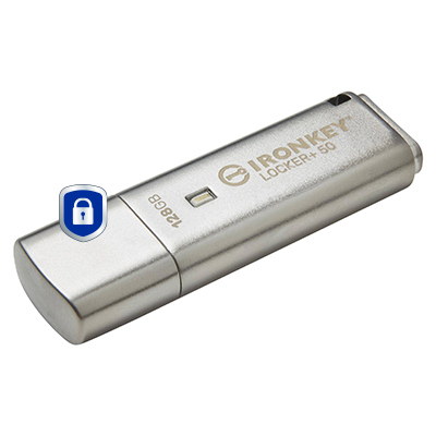 Memorie USB Kingston IronKey Locker+ 50 128GB, USB Type-A, Argintiu [3]