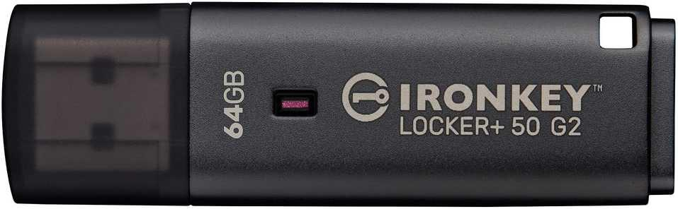 Memorie USB Kingston IronKey Locker+ 50 G2 64 GB, USB Type-A, Negru [1]