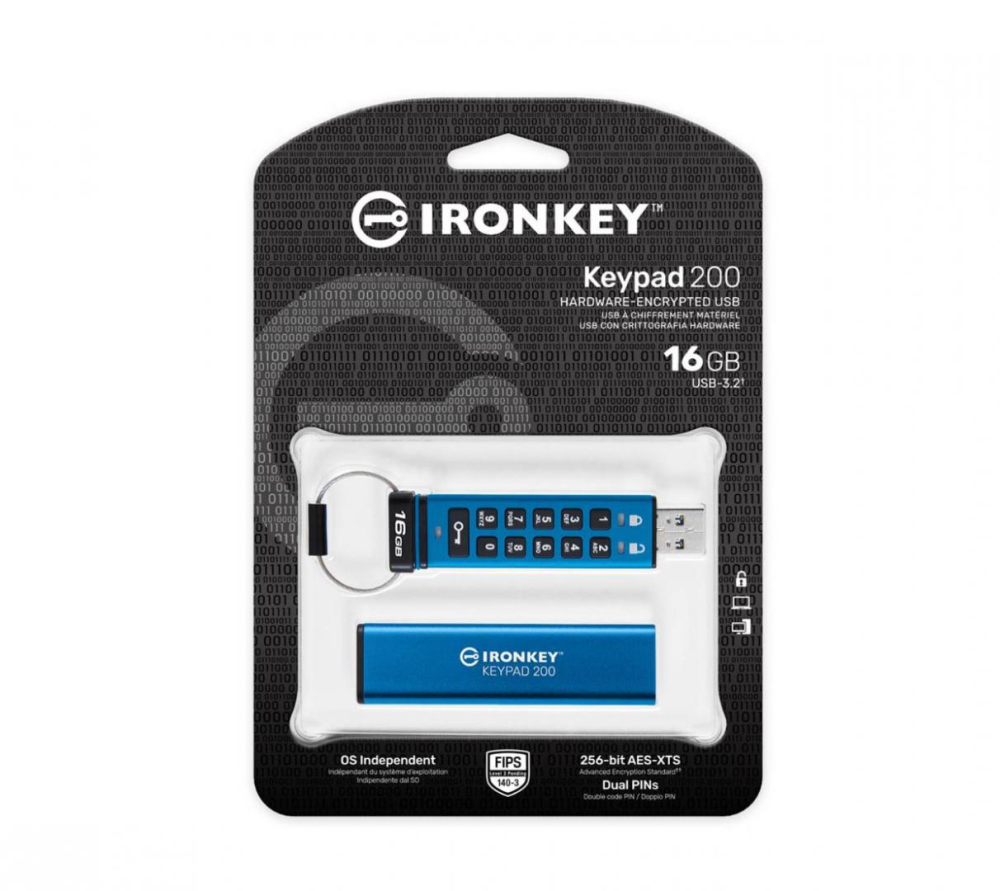 Memorie USB Kingston Keypad 200 16 GB, USB 3.2, Albastru [4]