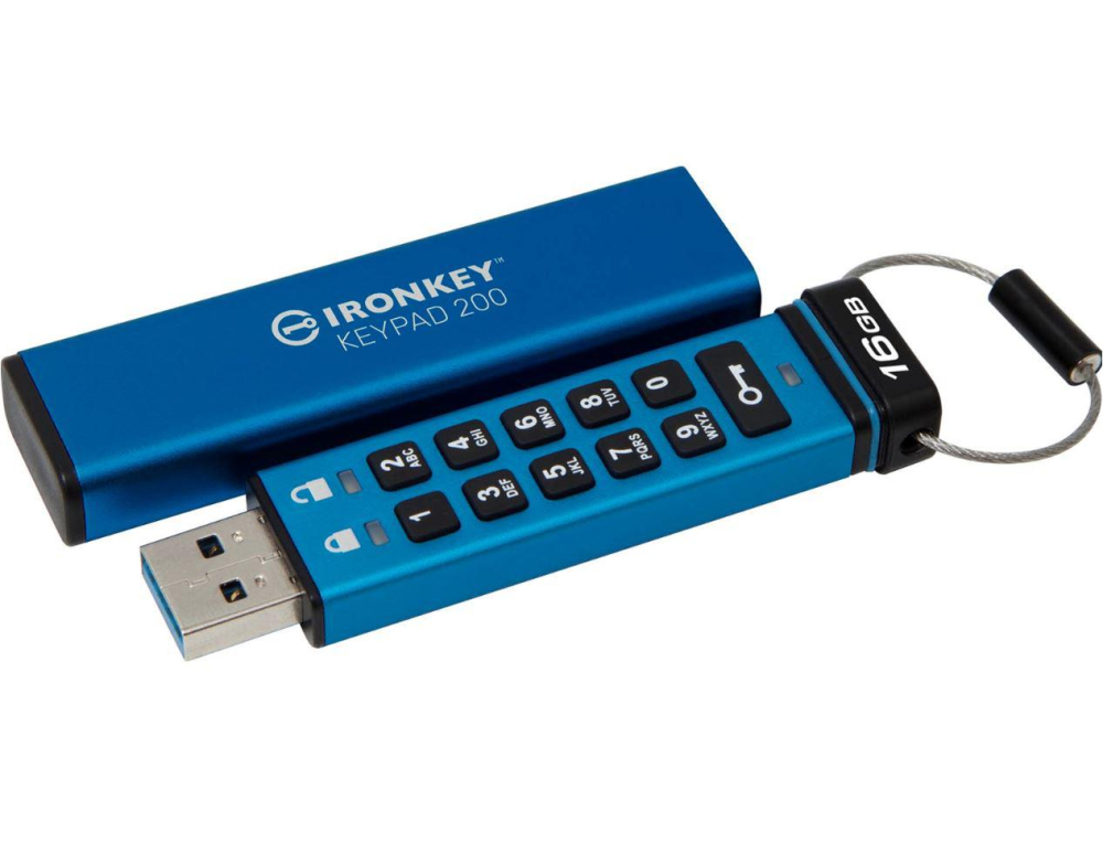 Memorie USB Kingston Keypad 200 16 GB, USB 3.2, Albastru [3]