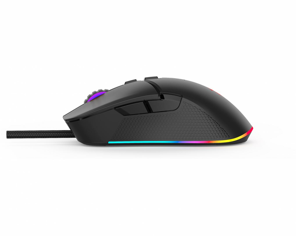 Mouse gaming Serioux Kayel, Senzor Sunplus 199, 800-6400 DPI, switch HUANO, pana la 20 milioane de click-uri, 7 Butoane, 6 moduri de iluminare RGB, cablu USB 1.5M, plug and play, compatibil cu Windows 2000/XP/9X/VISTA/7/8/10 [3]