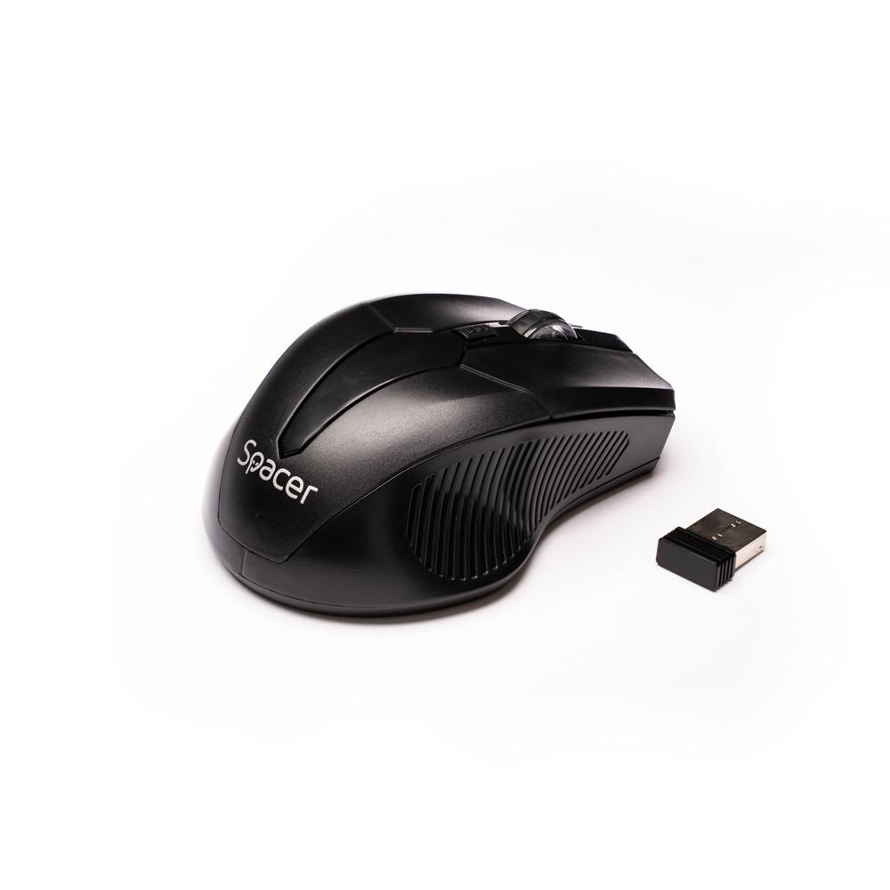 MOUSE Spacer, PC sau NB, fara fir, USB 2.4 GHz, optic, 1600 dpi, butoane/scroll 3/1, negru, SPMO-W02 [3]