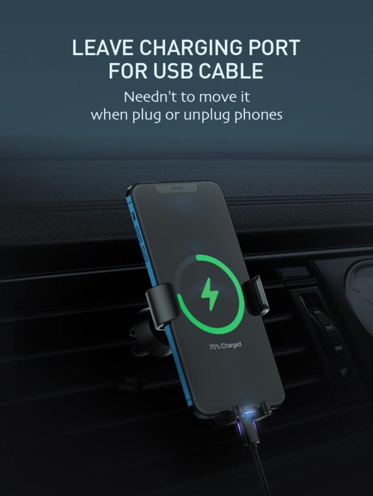 Suport auto telefon Gravity Serioux CH03, Material: ABS+ aluminium, mod de instalare: tip cataramă, poziție de fixare: aerisire, culoare: negru, potrivit pentru: telefon mobil [8]