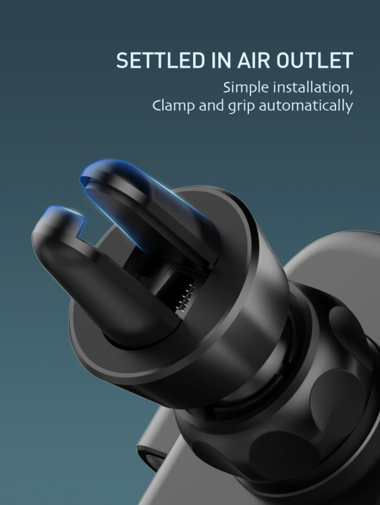 Suport auto telefon Gravity Serioux CH03, Material: ABS+ aluminium, mod de instalare: tip cataramă, poziție de fixare: aerisire, culoare: negru, potrivit pentru: telefon mobil [6]