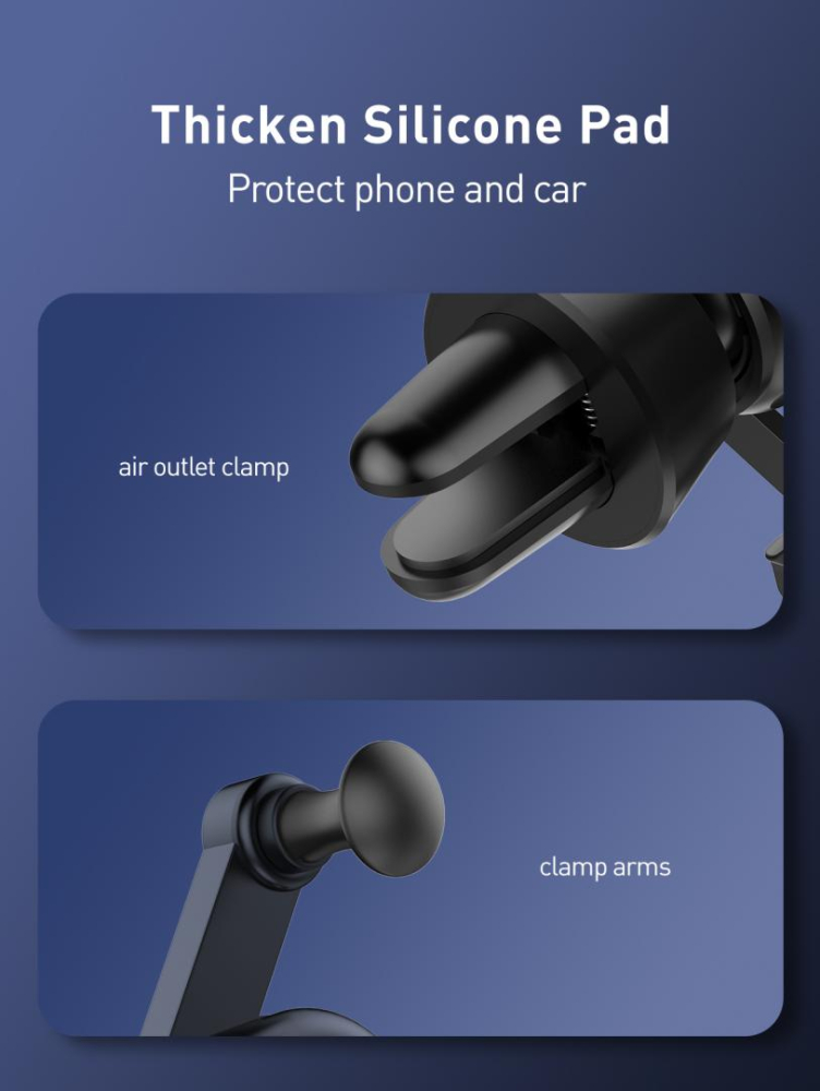 Suport auto telefon Gravity Serioux CH04,  Material: ABS, Mod de instalare: tip cataramă, poziție fixă: aerisire, culoare: negru, potrivit pentru: telefon mobil [11]