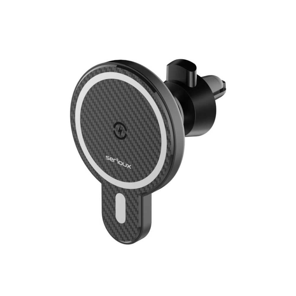 Suport Auto Telefon Serioux, cu incarcare Wireless 15W, compatibil MagSafe, prindere grila ventilatie, Intrare: 5V=2A 9V=2A, Ieșire: 5W 7.5W 10W 15W(Max), Dimensiuni: 61*84*71mm [2]