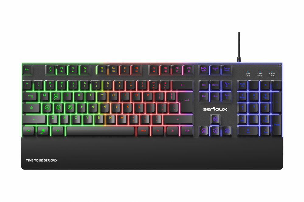 Tastatura gaming cu fir iluminata Serioux Nexor, interfata USB, numar de taste: 104, material ABS, anti-ghosting: 19 taste, lungime cablu 1.5m PVC, dimensiuni (LxAxH): 435.74 × 178.54 × 33.62 mm, negru [4]