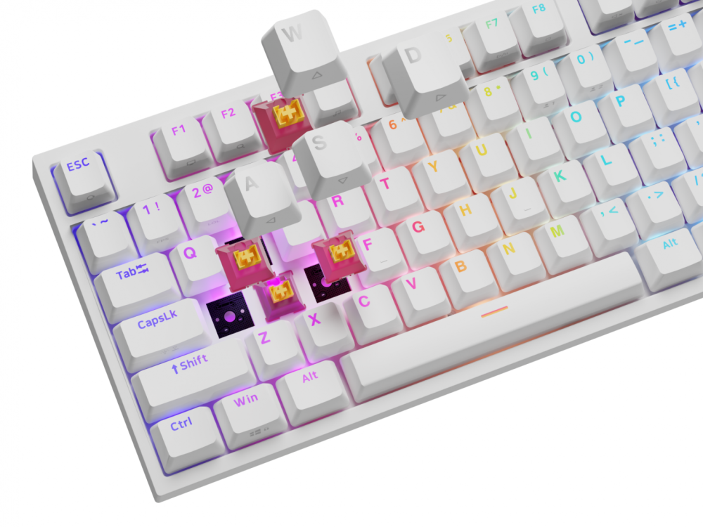 Tastatura gaming mecanica cu fir Genesis Thor 404, iluminare RGB, 107 taste, 11 butoane multimedia, alb [8]