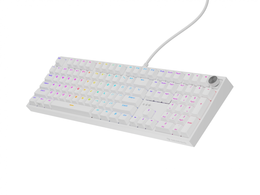 Tastatura gaming mecanica cu fir Genesis Thor 404, iluminare RGB, 107 taste, 11 butoane multimedia, alb [6]