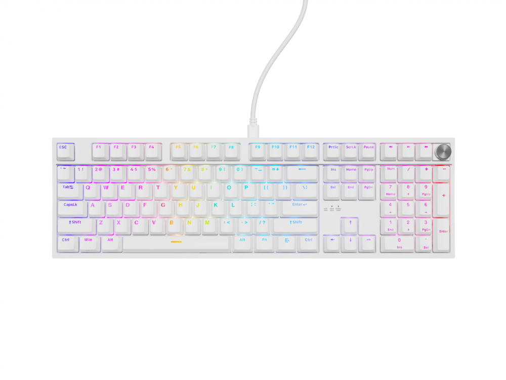 Tastatura gaming mecanica cu fir Genesis Thor 404, iluminare RGB, 107 taste, 11 butoane multimedia, alb [2]