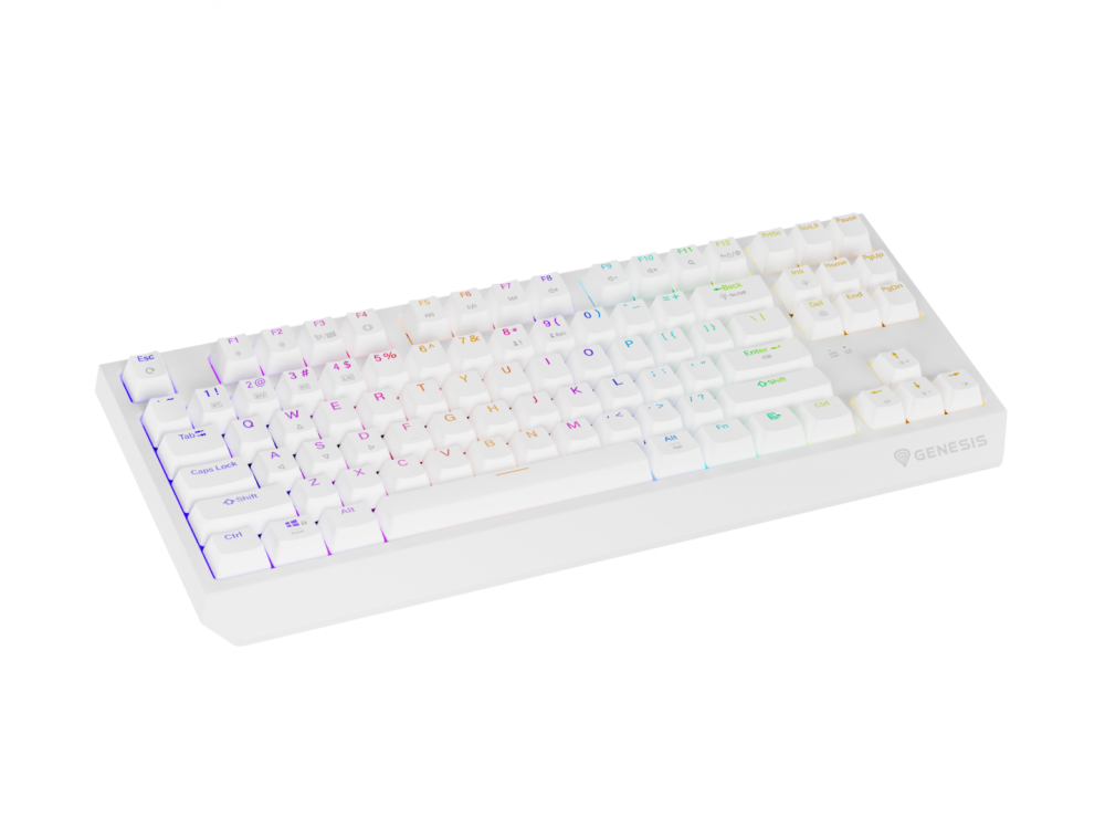 Tastatura gaming mecanica wireless Genesis Thor 230 TKL, iluminare RGB, 87 taste, 11 butoane multimedia, alb [9]