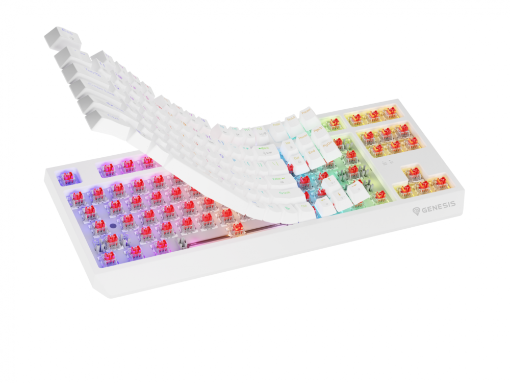 Tastatura gaming mecanica wireless Genesis Thor 230 TKL, iluminare RGB, 87 taste, 11 butoane multimedia, alb [10]