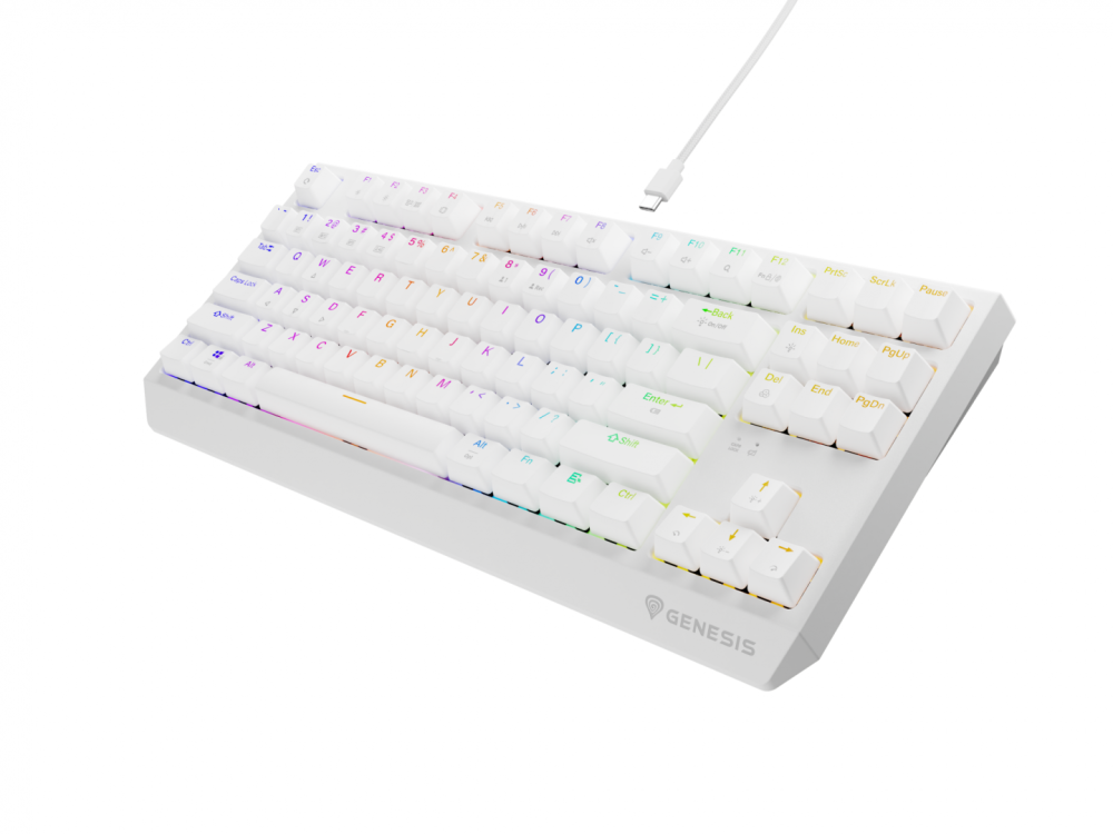 Tastatura gaming mecanica wireless Genesis Thor 230 TKL, iluminare RGB, 87 taste, 11 butoane multimedia, alb [17]